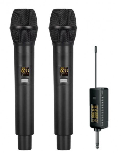 EL173750 E-Lektron U-2 universal 2x Funkmikrofon Satz UHF mit Ansteck-Empfänger