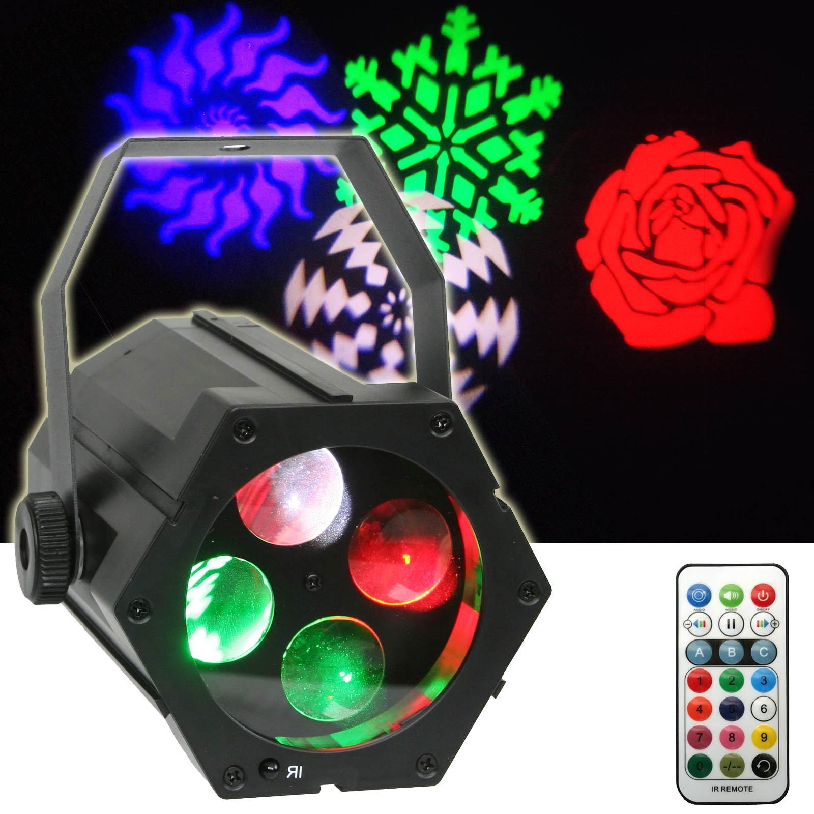 USB Disco Gobo Lichteffekt Muster RGBW LED Party Musiksteuerung Fernbedienung 